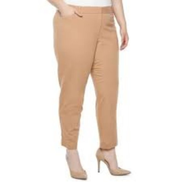 NWT LIZ CLAIBORNE STRAIGHT FIT ANKLE PANTS SIGNATURE CARAMEL 10T (TALL) - Picture 2 of 5